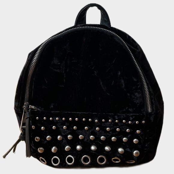 STEVE MADDEN GIRLS BLACK FAUX VELVET MINI STUDDED BACKPACK - Picture 9 of 14